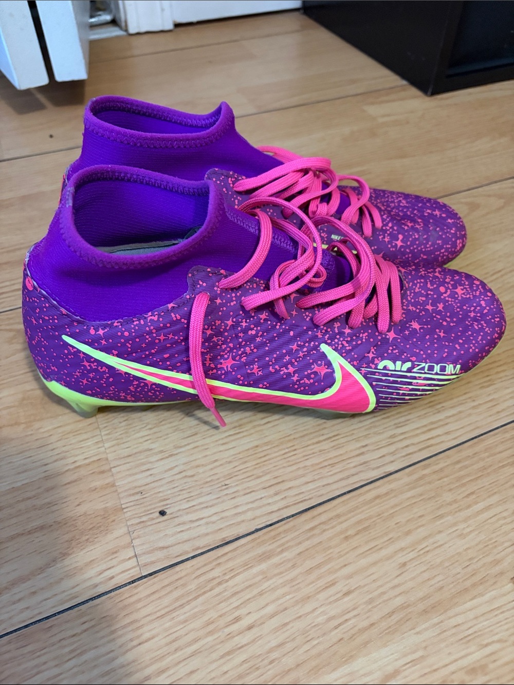 Nike Purple Soccer Cleats with Hot Pink Laces